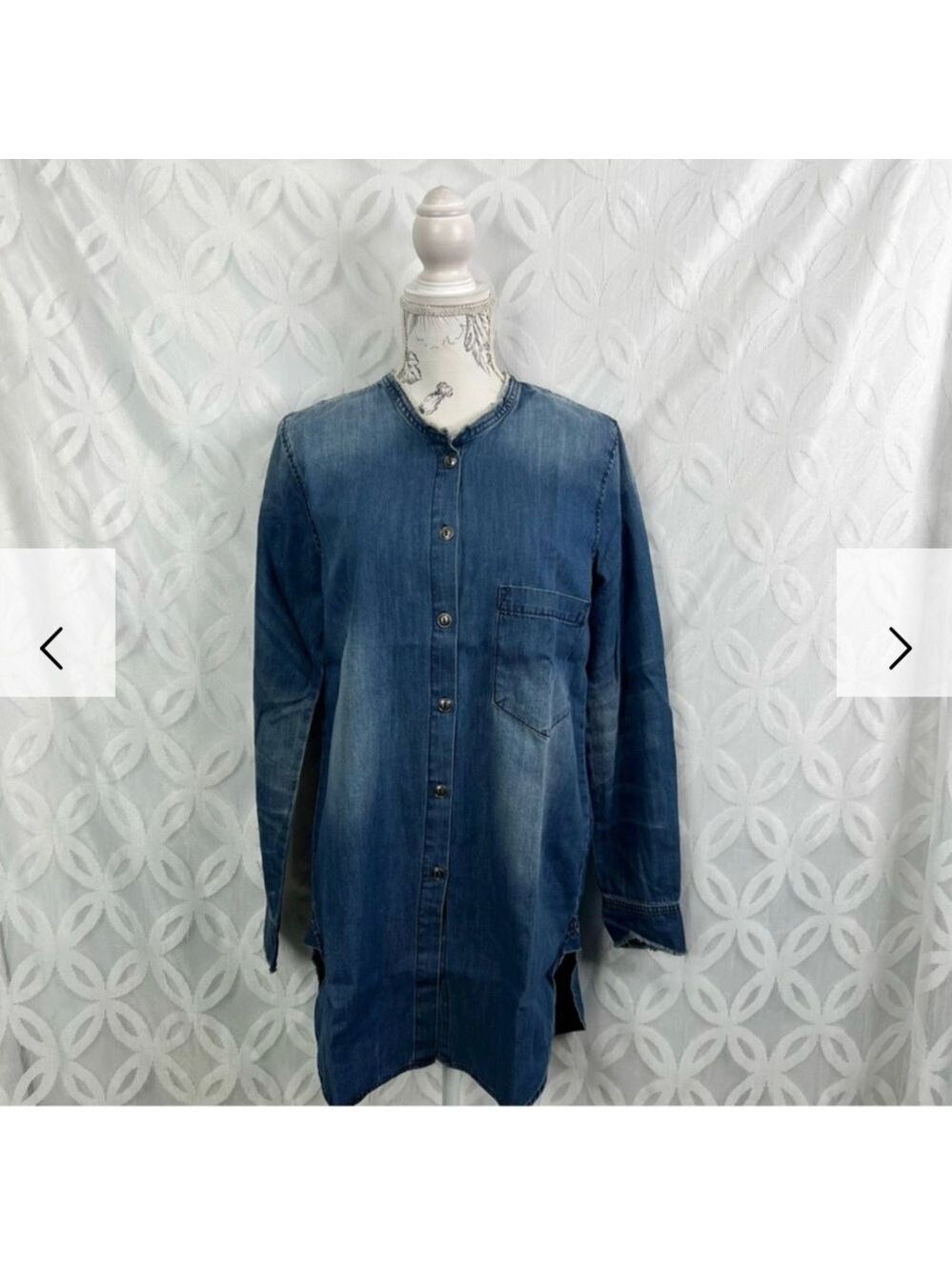 Free People Sandrine Rose Mandarin Denim Shirt Large